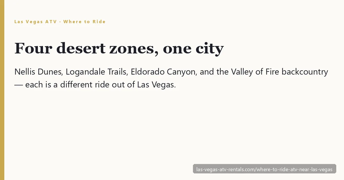 Where to ride ATV near Las Vegas — Mojave Desert dunes and canyon trails map of riding zones